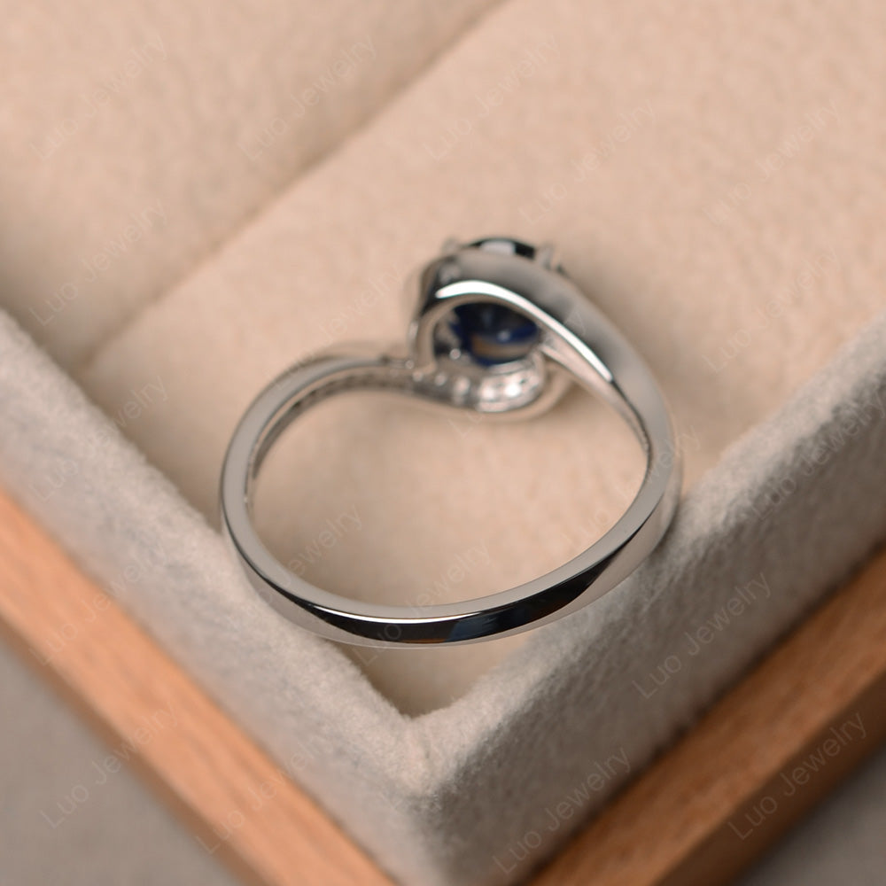 Round Brilliant Cut Lab Sapphire Engagement Ring - LUO Jewelry