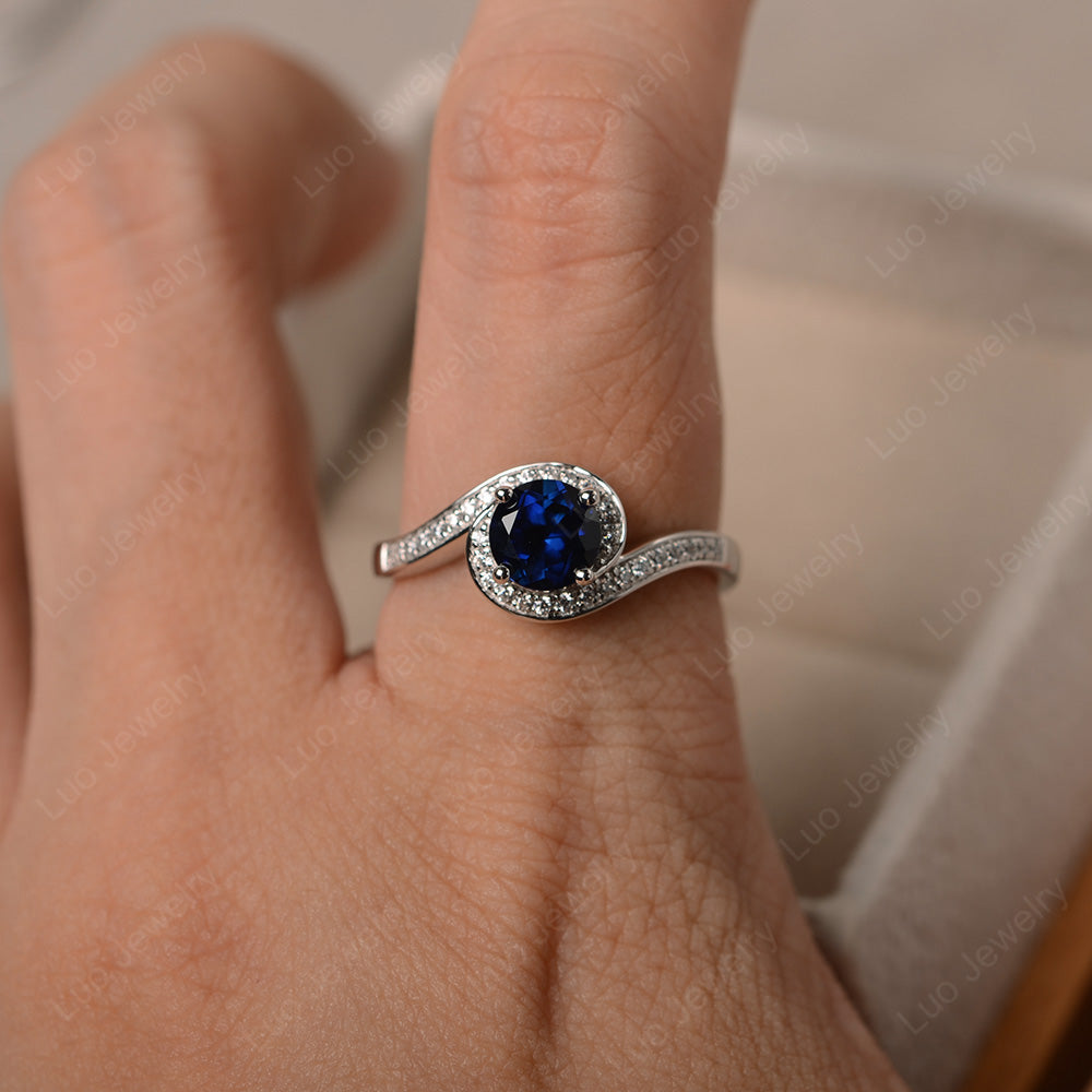 Round Brilliant Cut Lab Sapphire Engagement Ring - LUO Jewelry
