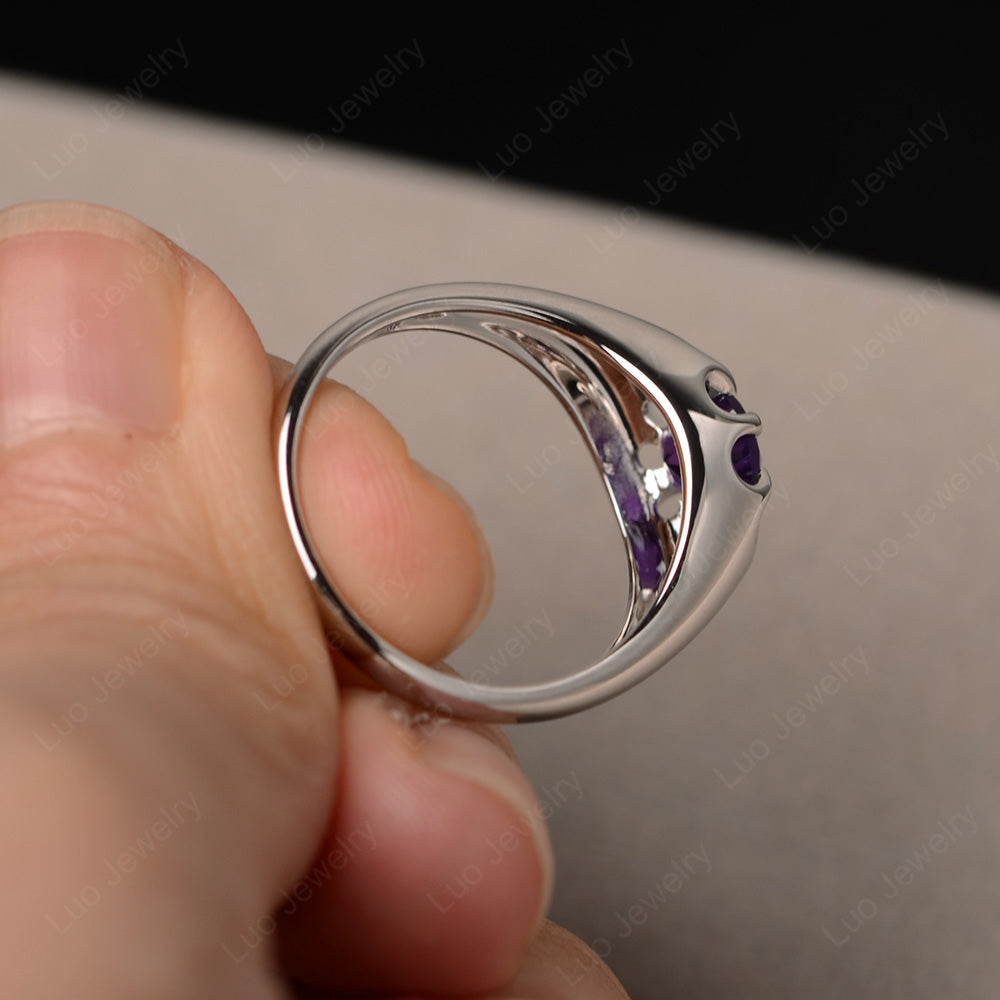 Vintage Amethyst Solitaire Ring Yellow Gold - LUO Jewelry