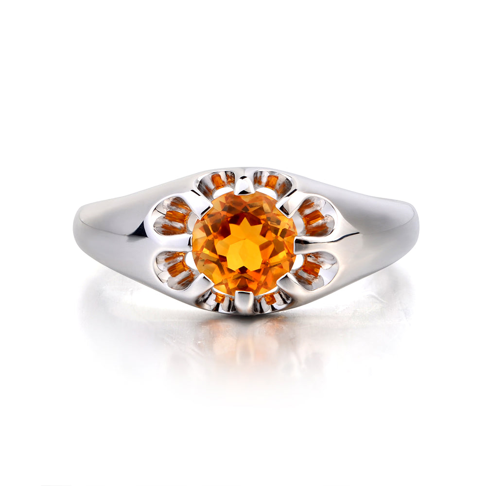 Vintage Citrine Solitaire Ring Yellow Gold - LUO Jewelry