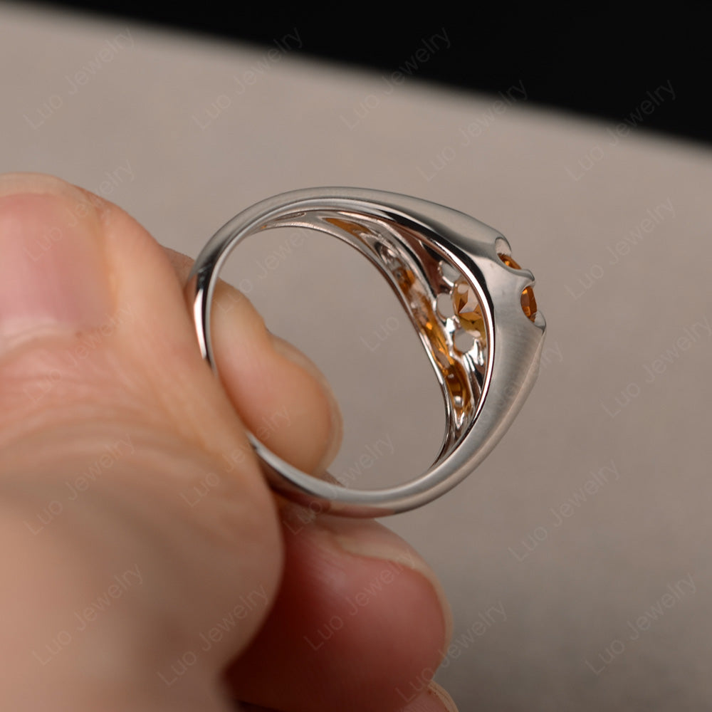 Vintage Citrine Solitaire Ring Yellow Gold - LUO Jewelry