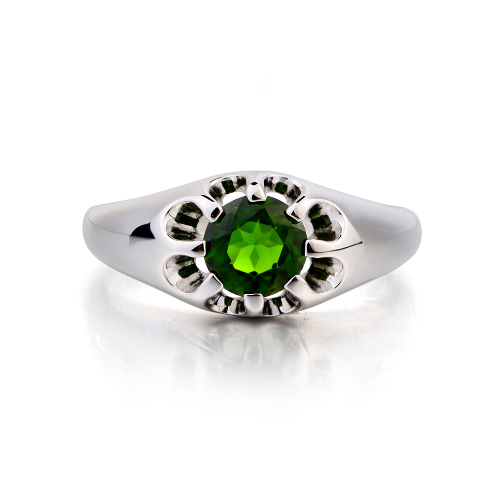 Vintage Diopside Solitaire Ring Yellow Gold - LUO Jewelry