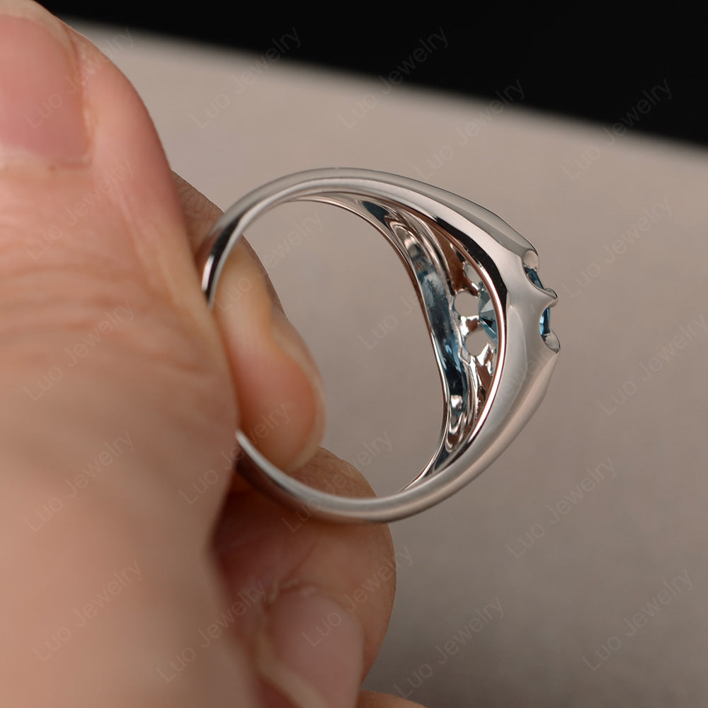 Vintage London Blue Topaz Solitaire Ring Yellow Gold - LUO Jewelry