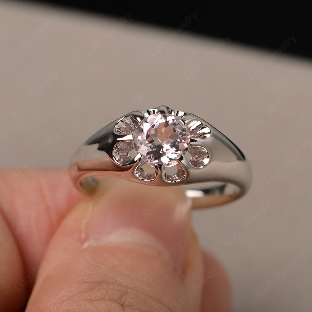 Vintage Morganite Solitaire Ring Yellow Gold - LUO Jewelry