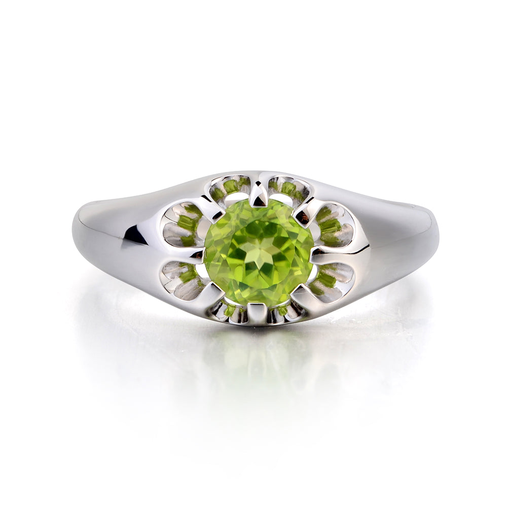 Vintage Peridot Solitaire Ring Yellow Gold - LUO Jewelry