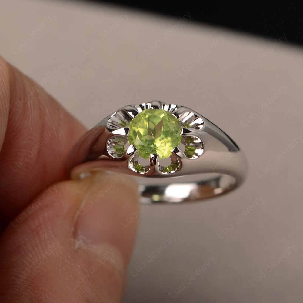 Vintage Peridot Solitaire Ring Yellow Gold - LUO Jewelry