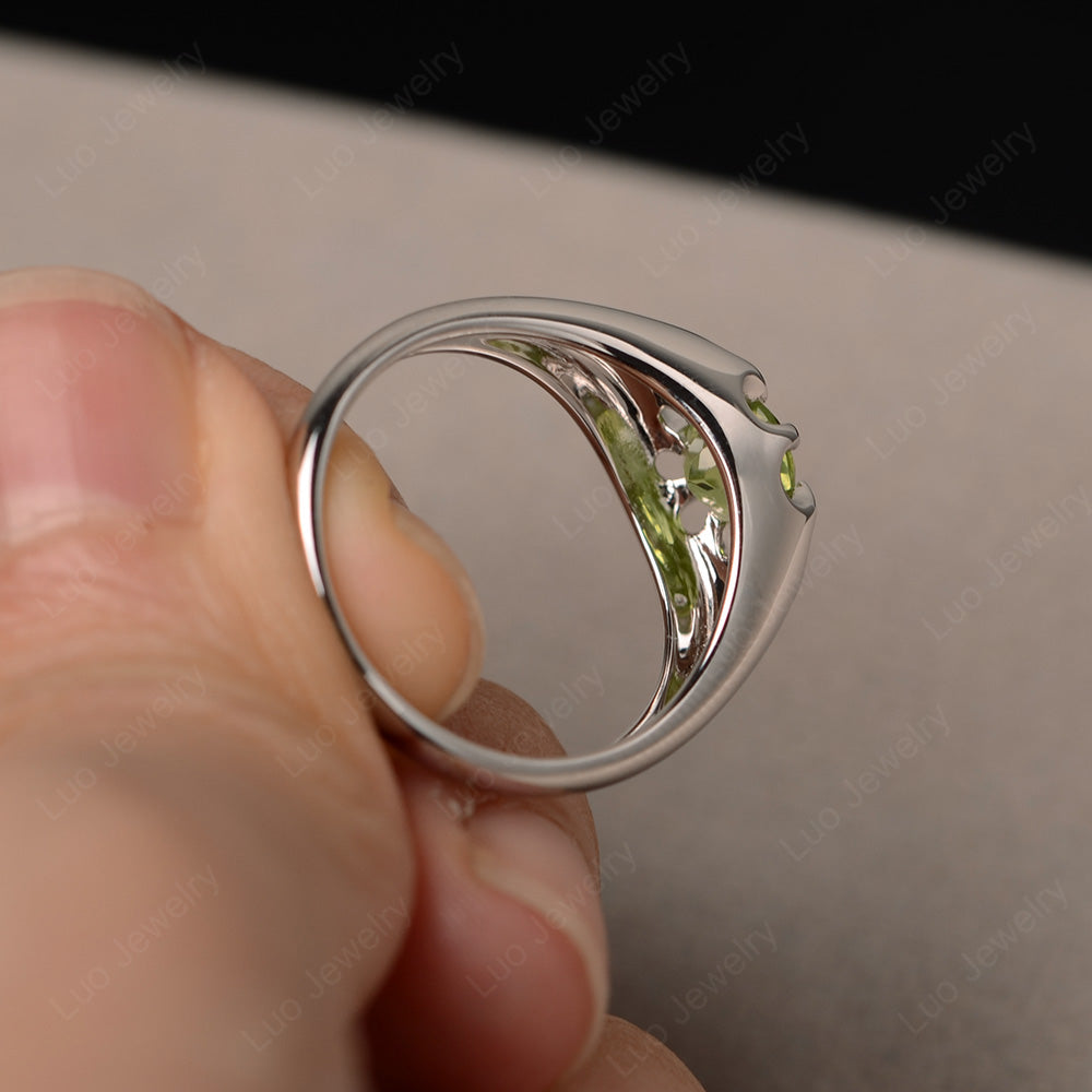 Vintage Peridot Solitaire Ring Yellow Gold - LUO Jewelry