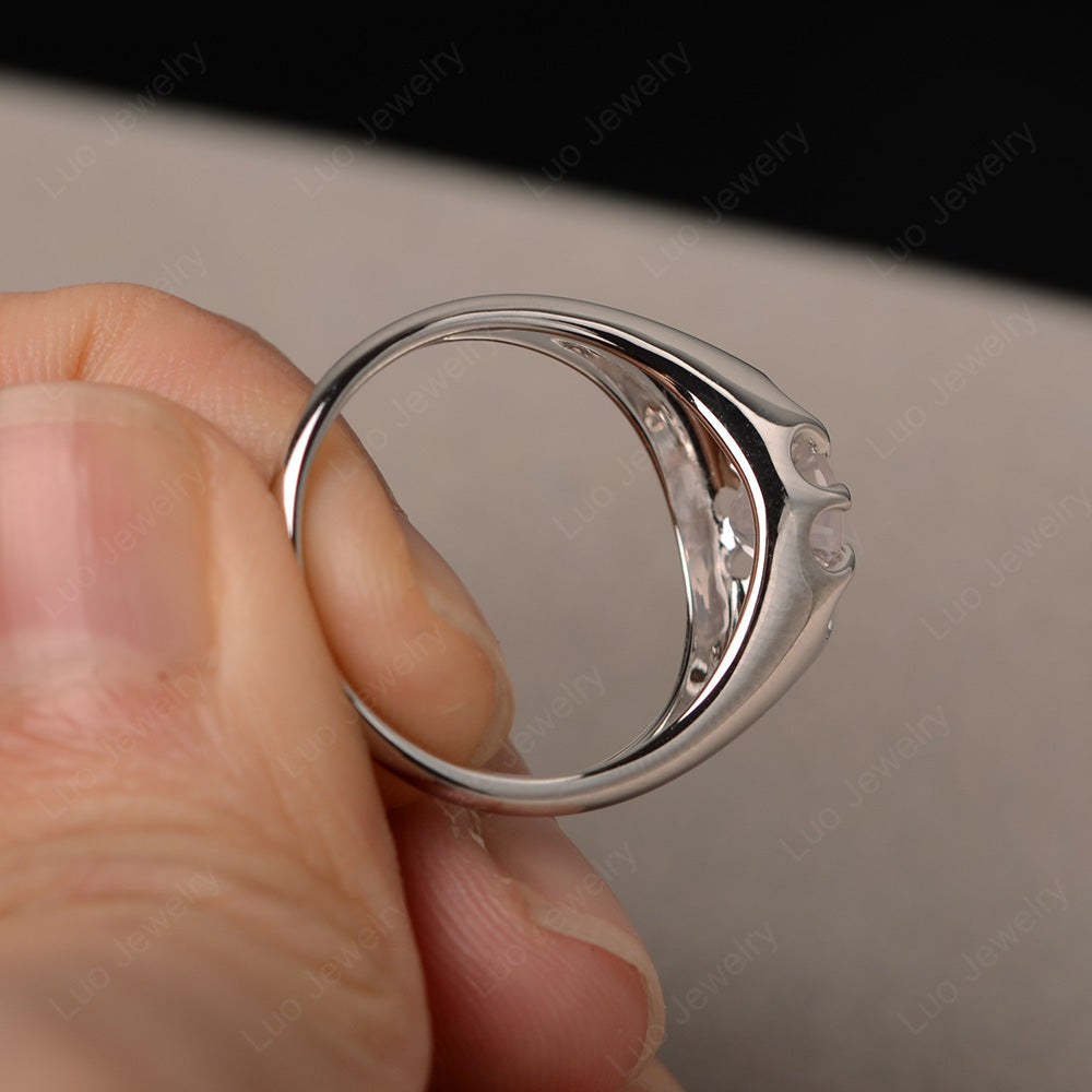 Vintage Rose Quartz Solitaire Ring Yellow Gold - LUO Jewelry