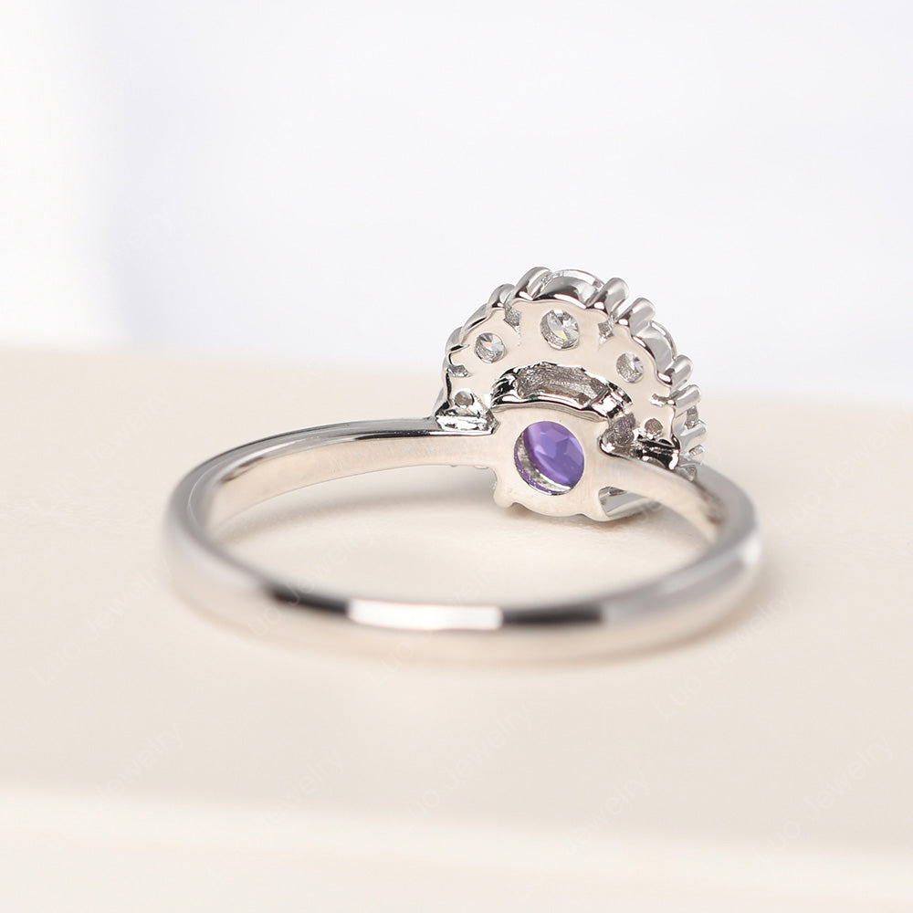 Half Halo Amethyst Wedding Ring Yellow Gold - LUO Jewelry