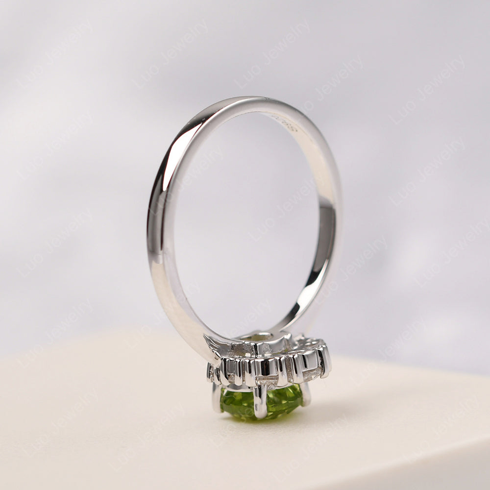Half Halo Peridot Wedding Ring Yellow Gold - LUO Jewelry