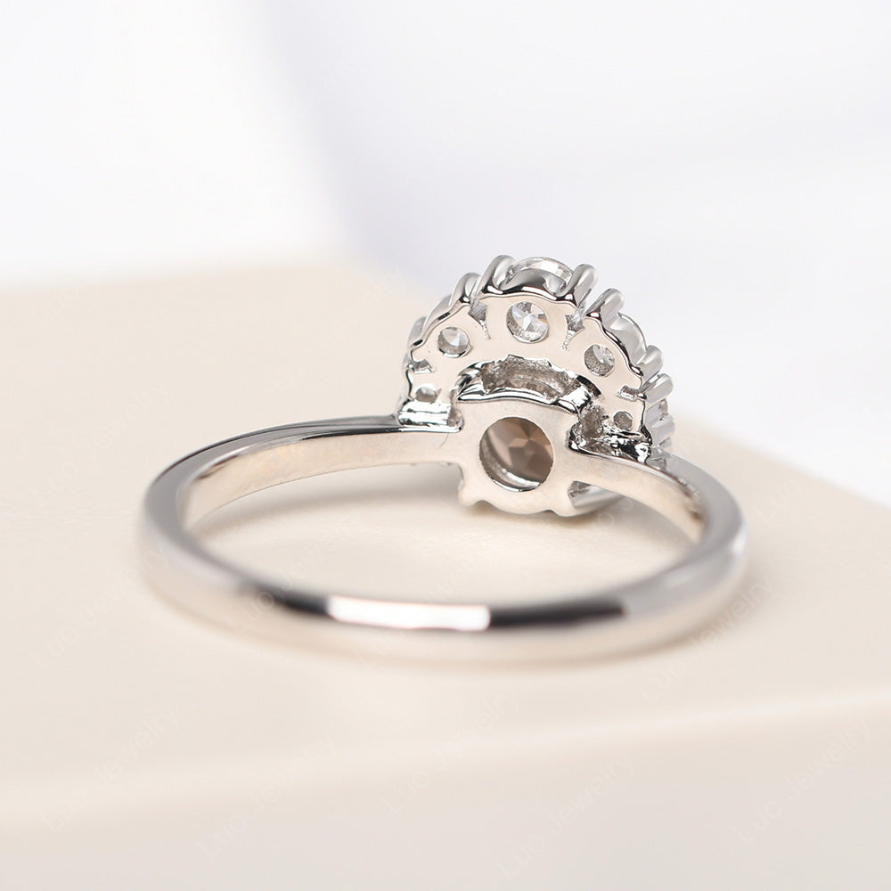 Half Halo Smoky Quartz Wedding Ring Yellow Gold - LUO Jewelry