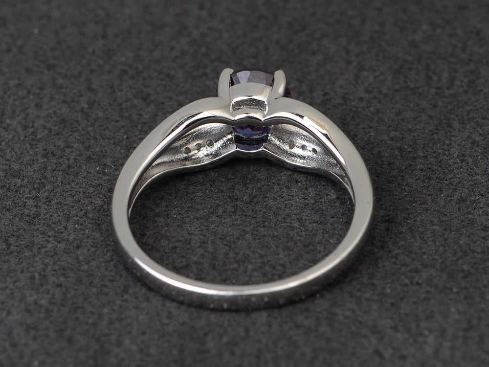 Vintage Alexandrite Wedding Ring Round Cut Gold - LUO Jewelry
