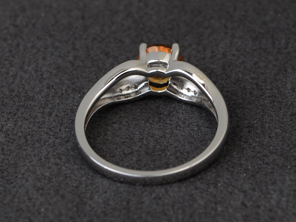 Vintage Citrine Wedding Ring Round Cut Gold - LUO Jewelry