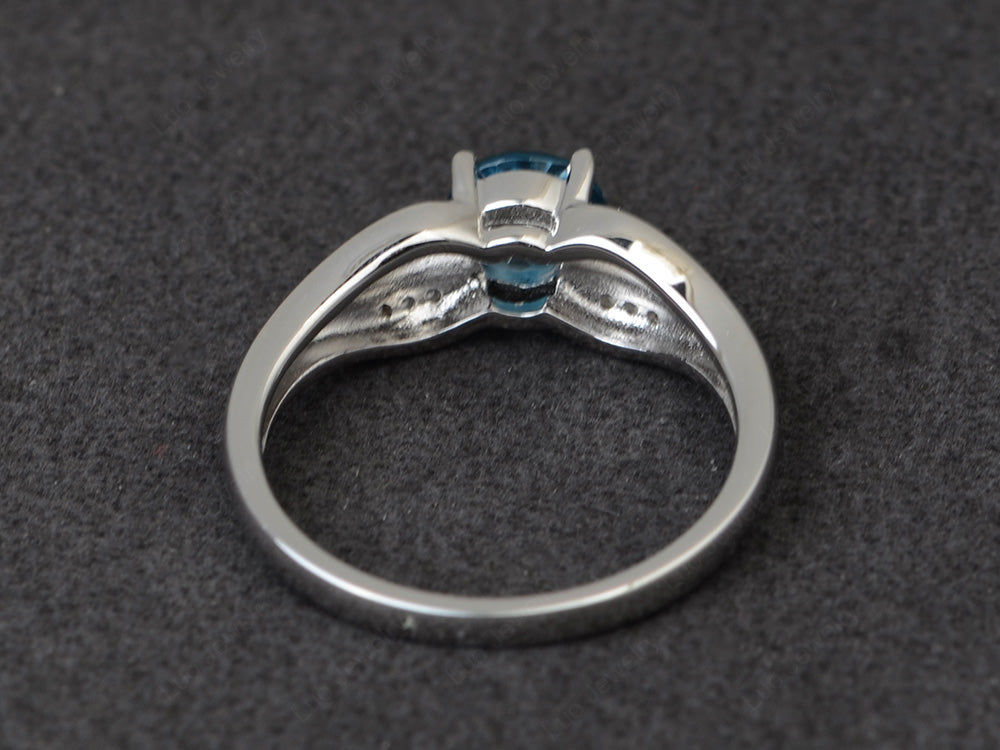 Vintage London Blue Topaz Wedding Ring Round Cut Gold - LUO Jewelry