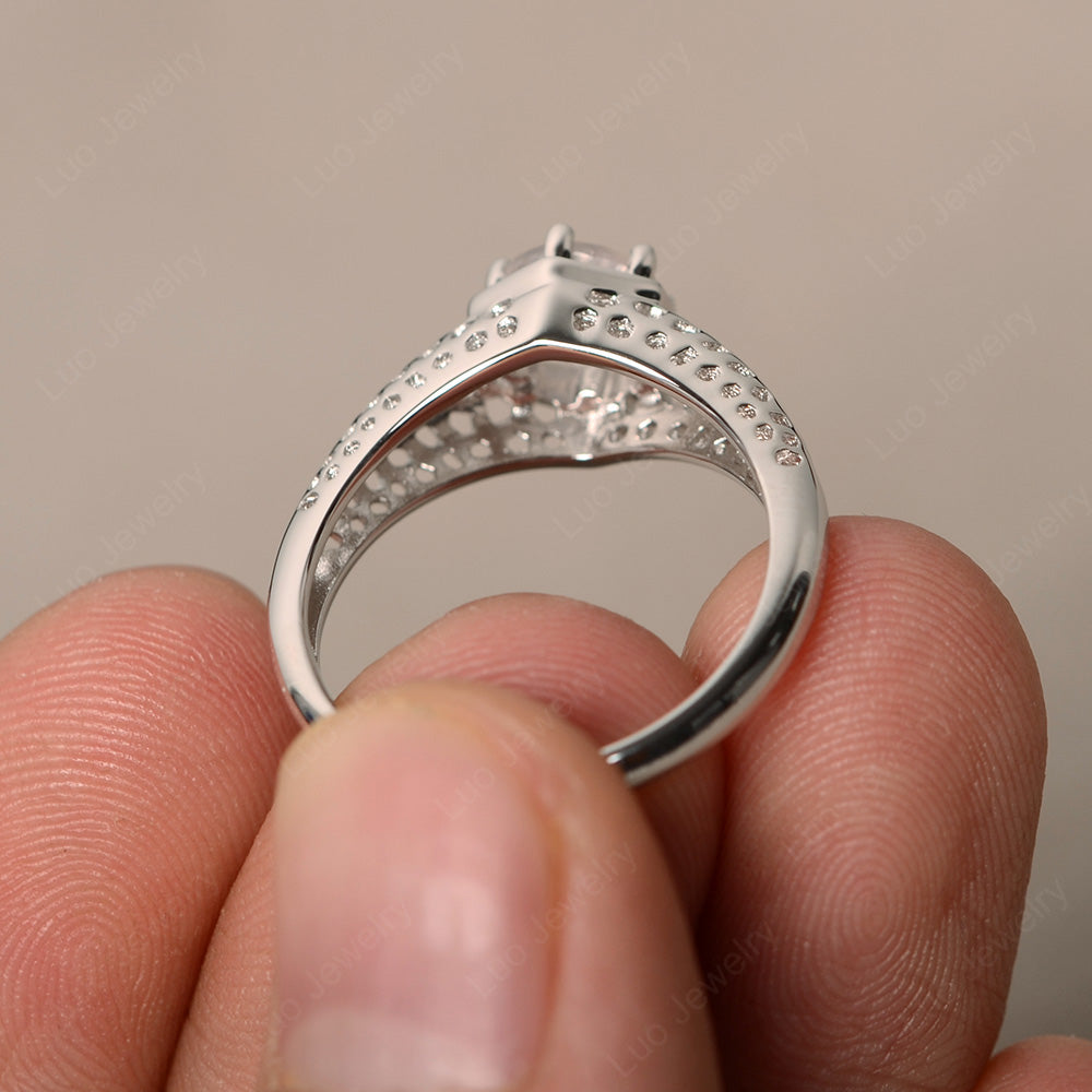 6 Prong Vintage Rose Quartz Solitaire Engagement Ring - LUO Jewelry