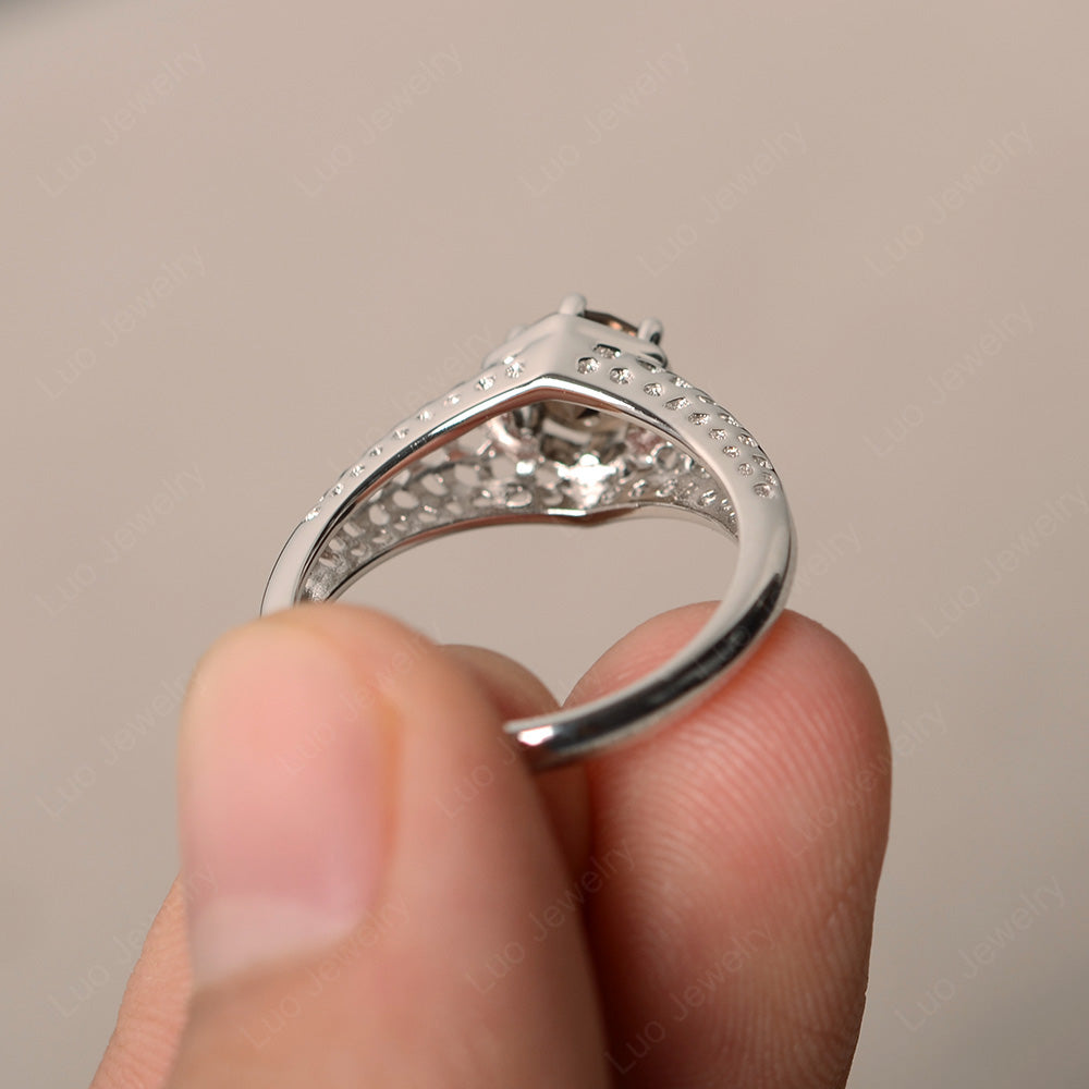 6 Prong Vintage Smoky Quartz Solitaire Engagement Ring - LUO Jewelry