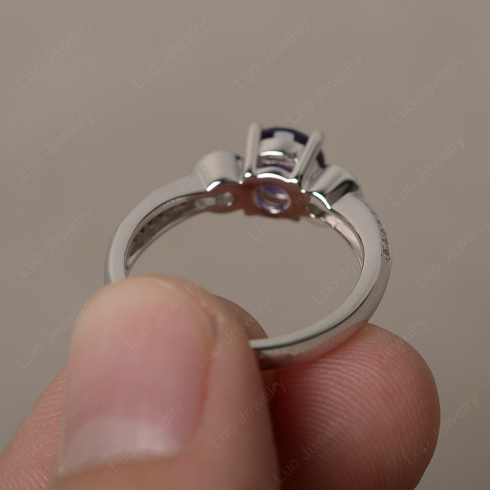 Round Cut Amethyst Wedding Ring Art Deco Gold - LUO Jewelry