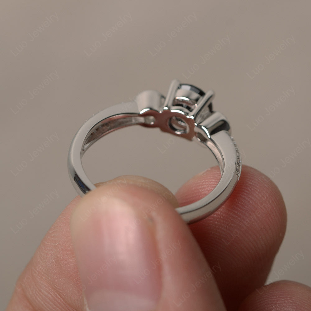 Round Cut Black Stone Wedding Ring Art Deco Gold - LUO Jewelry