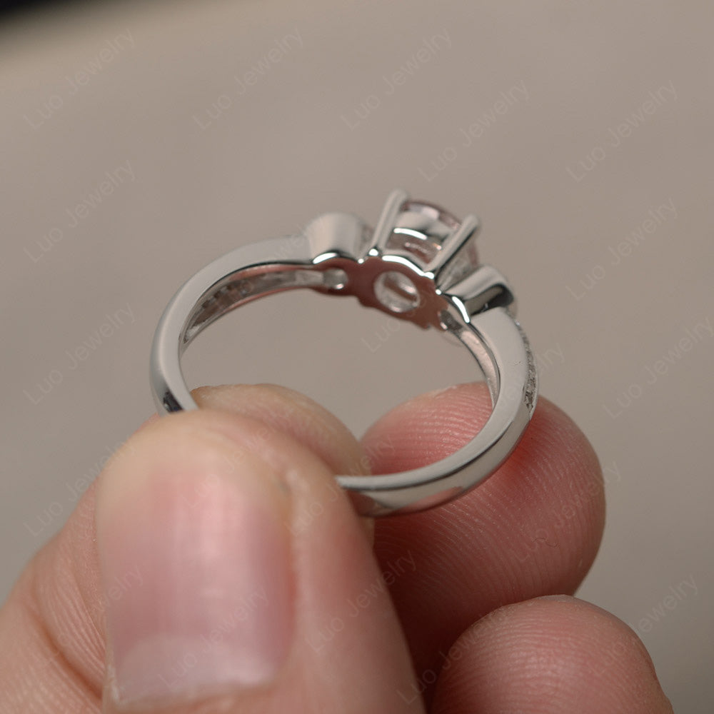 Round Cut Morganite Wedding Ring Art Deco Gold - LUO Jewelry