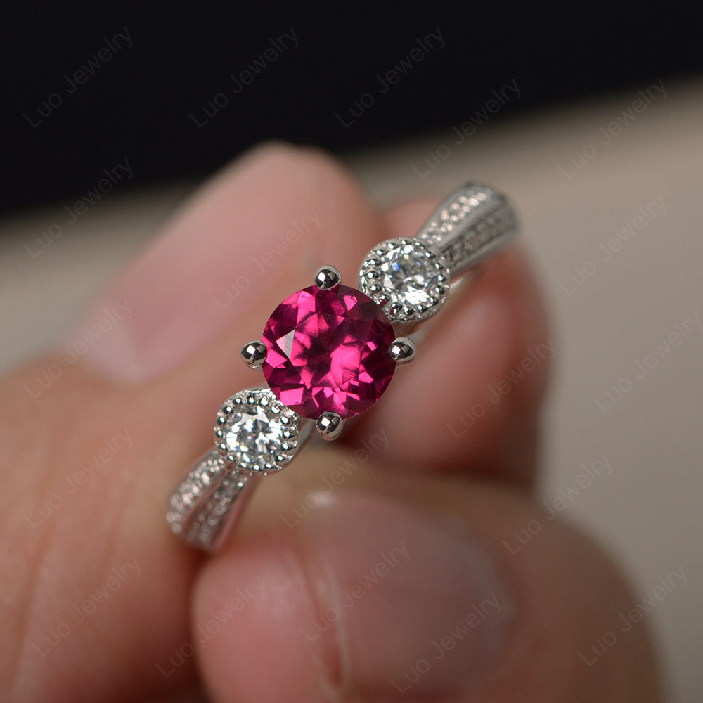 Ruby Ring with Two Row Pave | LUO