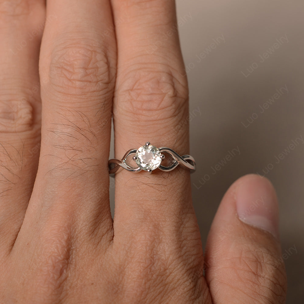 Kite Set Round Green Amethyst Solitaire Ring Gold - LUO Jewelry