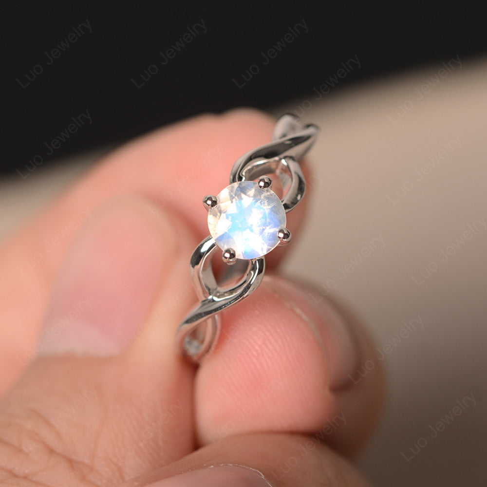 Kite Set Round Moonstone Solitaire Ring Gold - LUO Jewelry