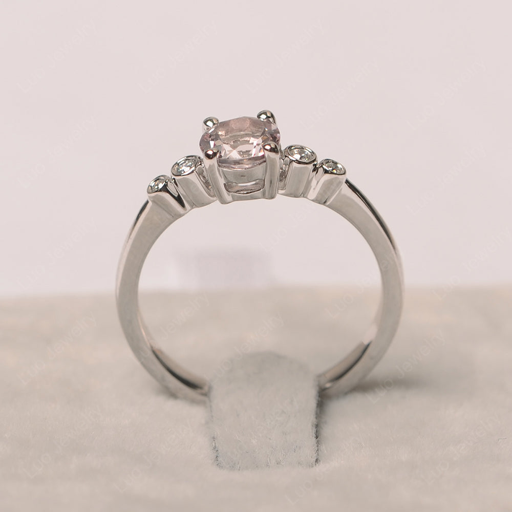 Morganite Ring Round Cut Engagement Ring Gold - LUO Jewelry