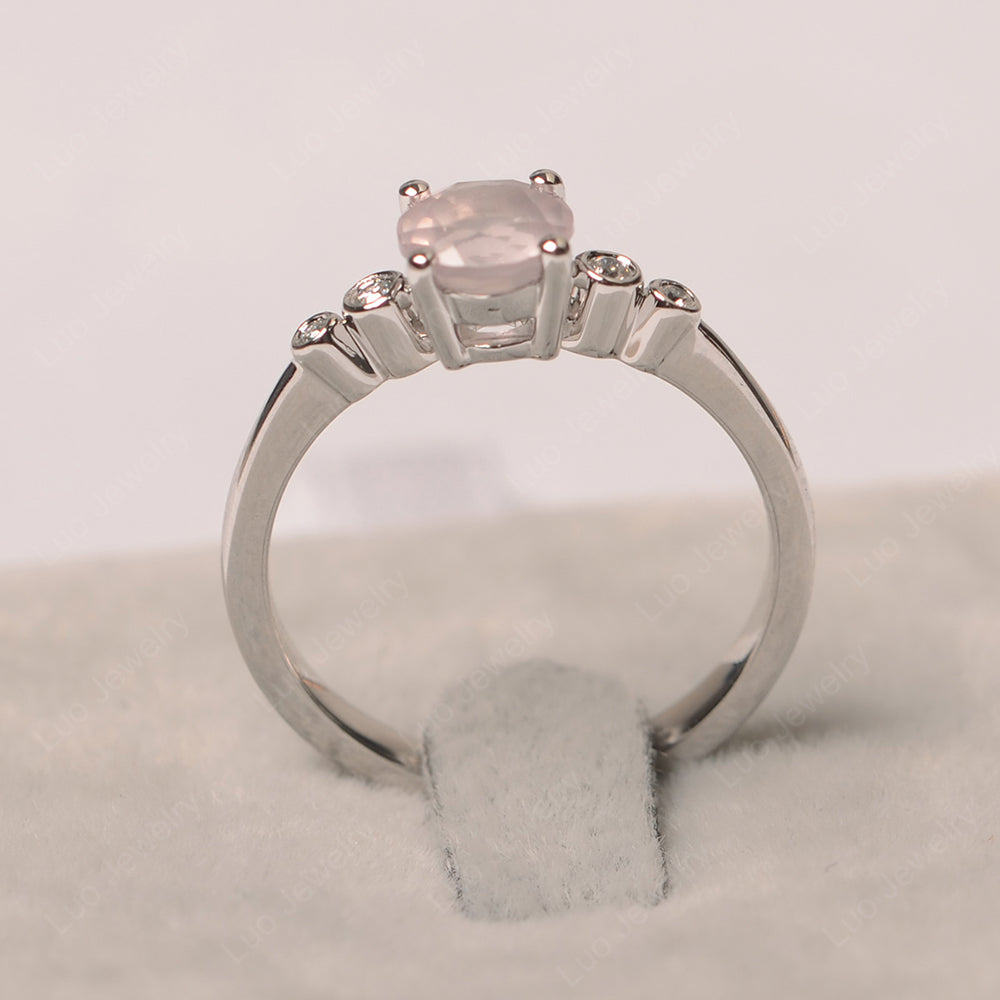 Rose Quartz Ring Round Cut Engagement Ring Gold - LUO Jewelry