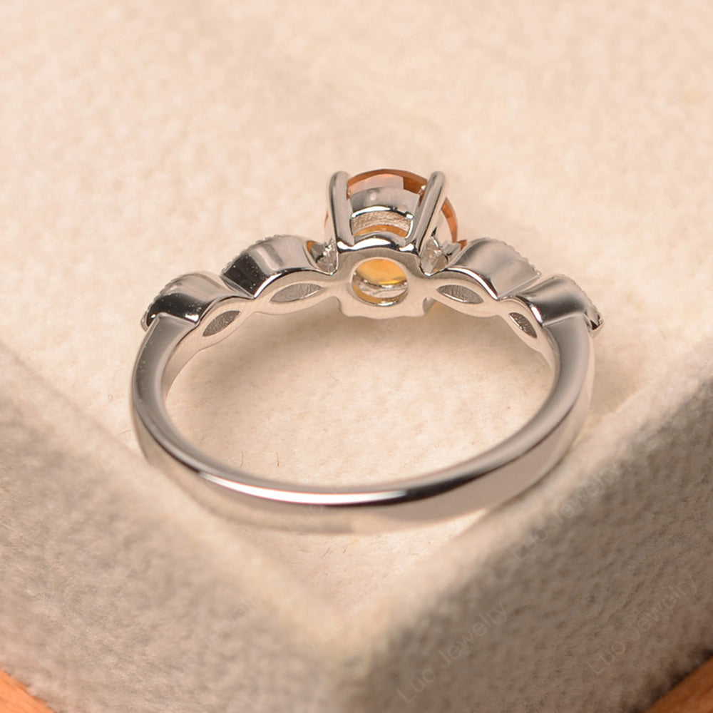 Citrine Ring Round Cut Ring Art Deco - LUO Jewelry