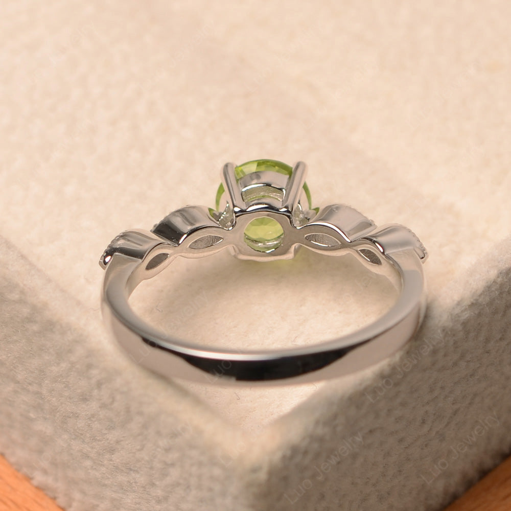 Peridot Ring Round Cut Ring Art Deco - LUO Jewelry