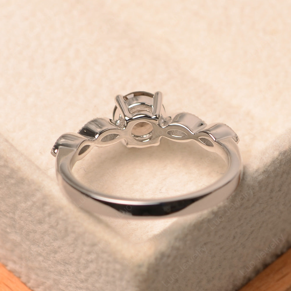 Smoky Quartz  Ring Round Cut Ring Art Deco - LUO Jewelry