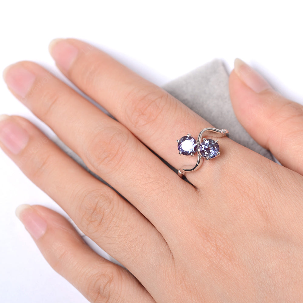 Alexandrite Ring 2 Stone Twist Ring - LUO Jewelry
