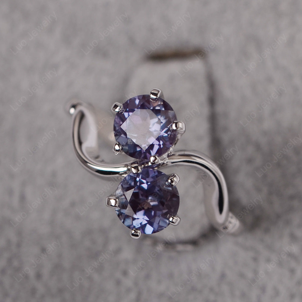 Alexandrite Ring 2 Stone Twist Ring - LUO Jewelry