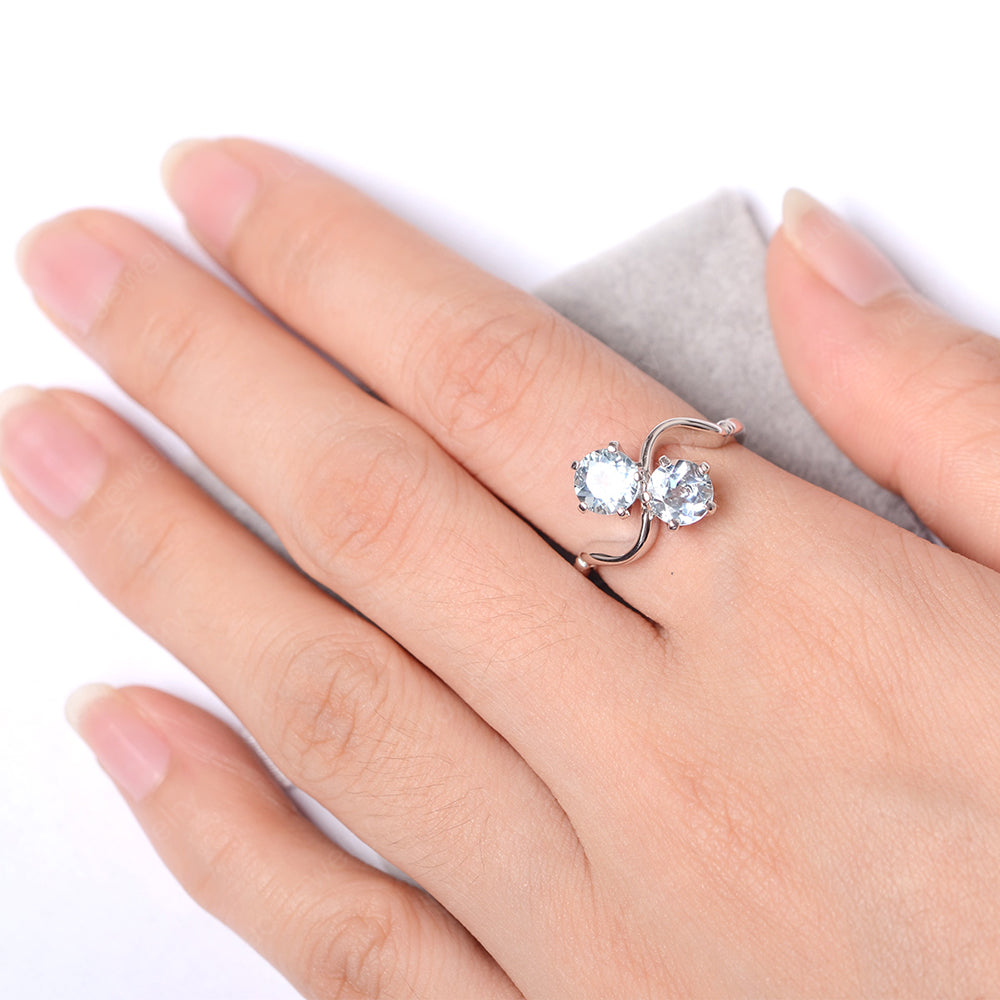 Aquamarine Ring 2 Stone Twist Ring - LUO Jewelry