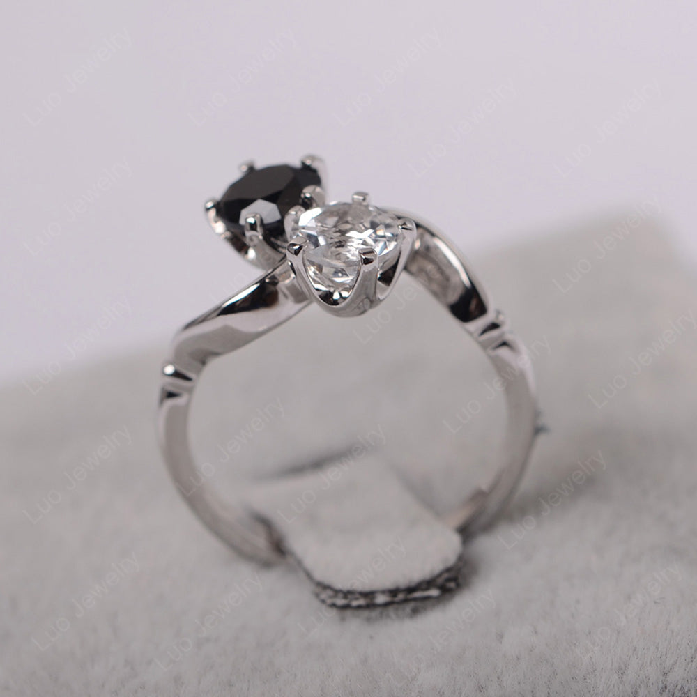 Black and White Engagement Ring - LUO Jewelry