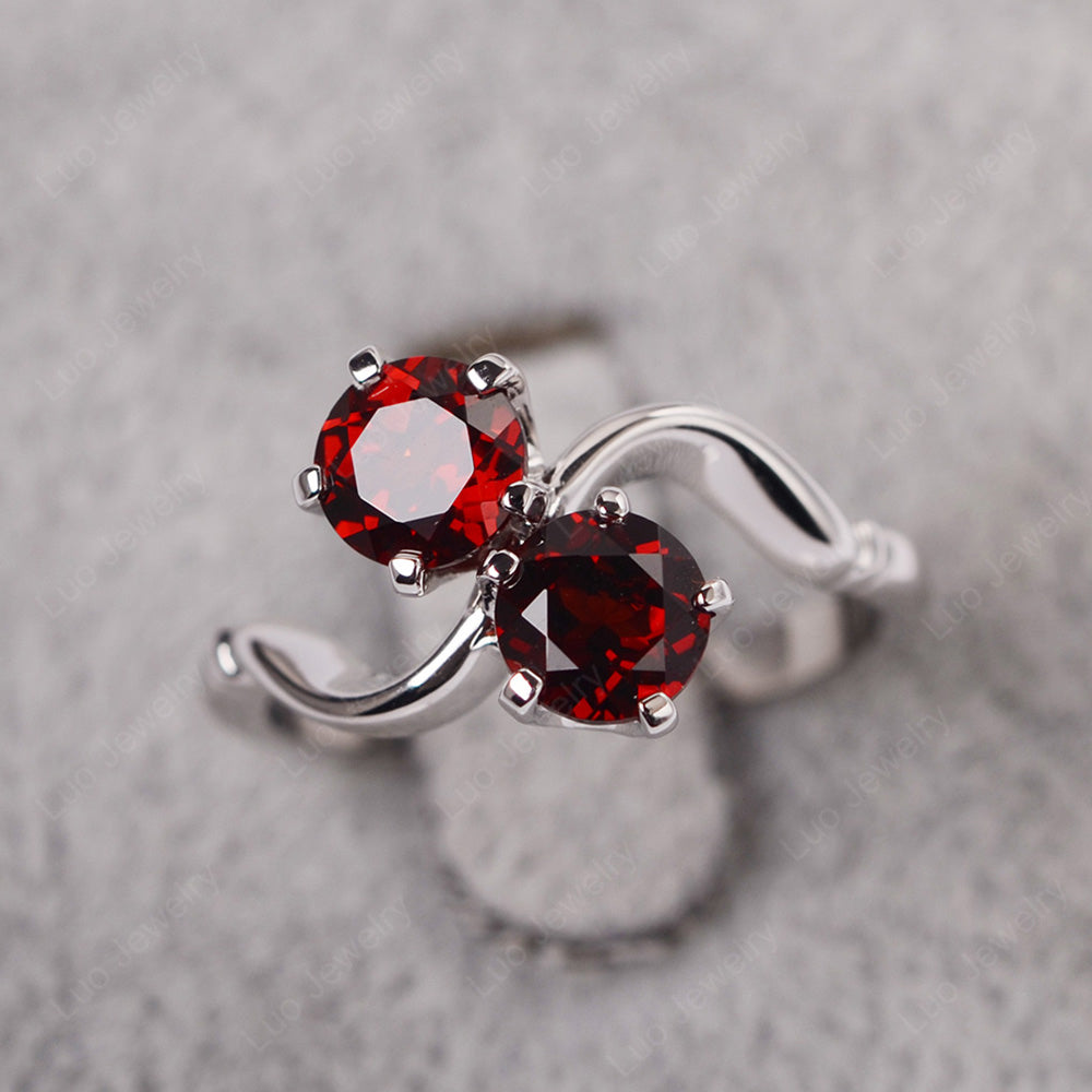 Garnet Ring 2 Stone Twist Ring - LUO Jewelry