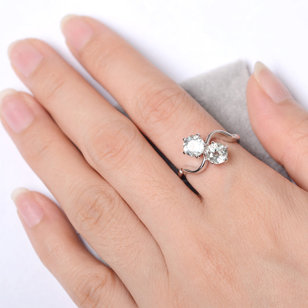 Green Amethyst Ring 2 Stone Twist Ring - LUO Jewelry