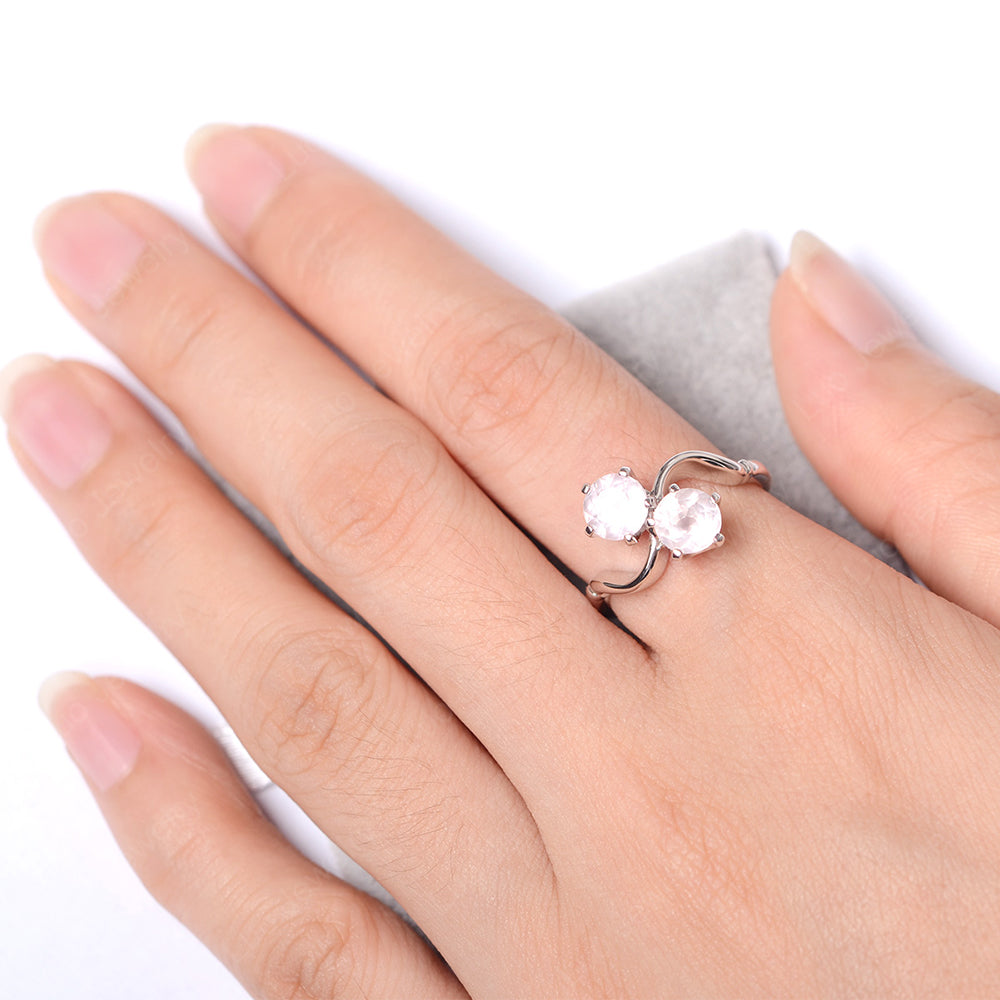 Rose Quartz Ring 2 Stone Twist Ring - LUO Jewelry