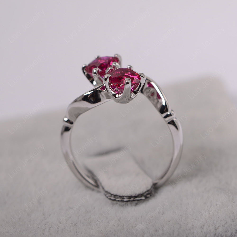 Ruby Ring 2 Stone Twist Ring - LUO Jewelry