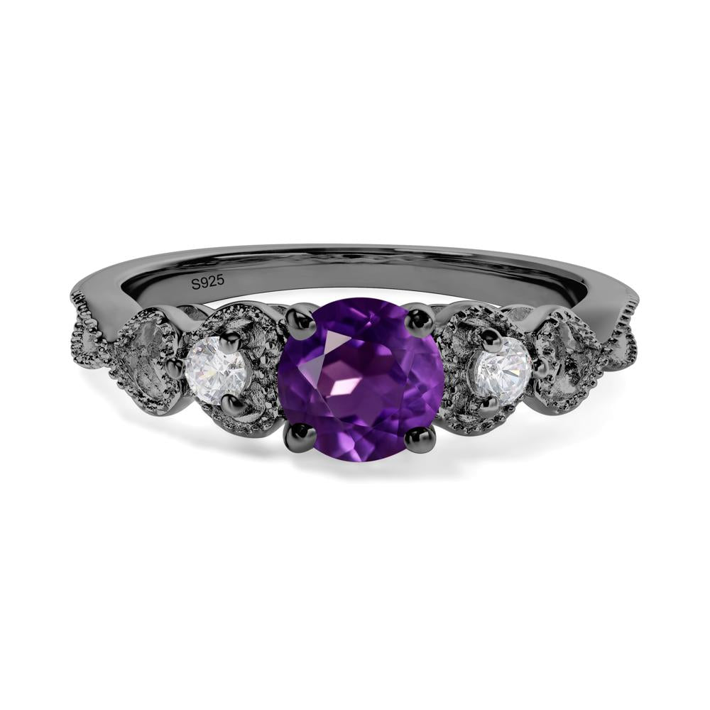 Amethyst Vintage Style Engagement Ring - LUO Jewelry #metal_black finish sterling silver