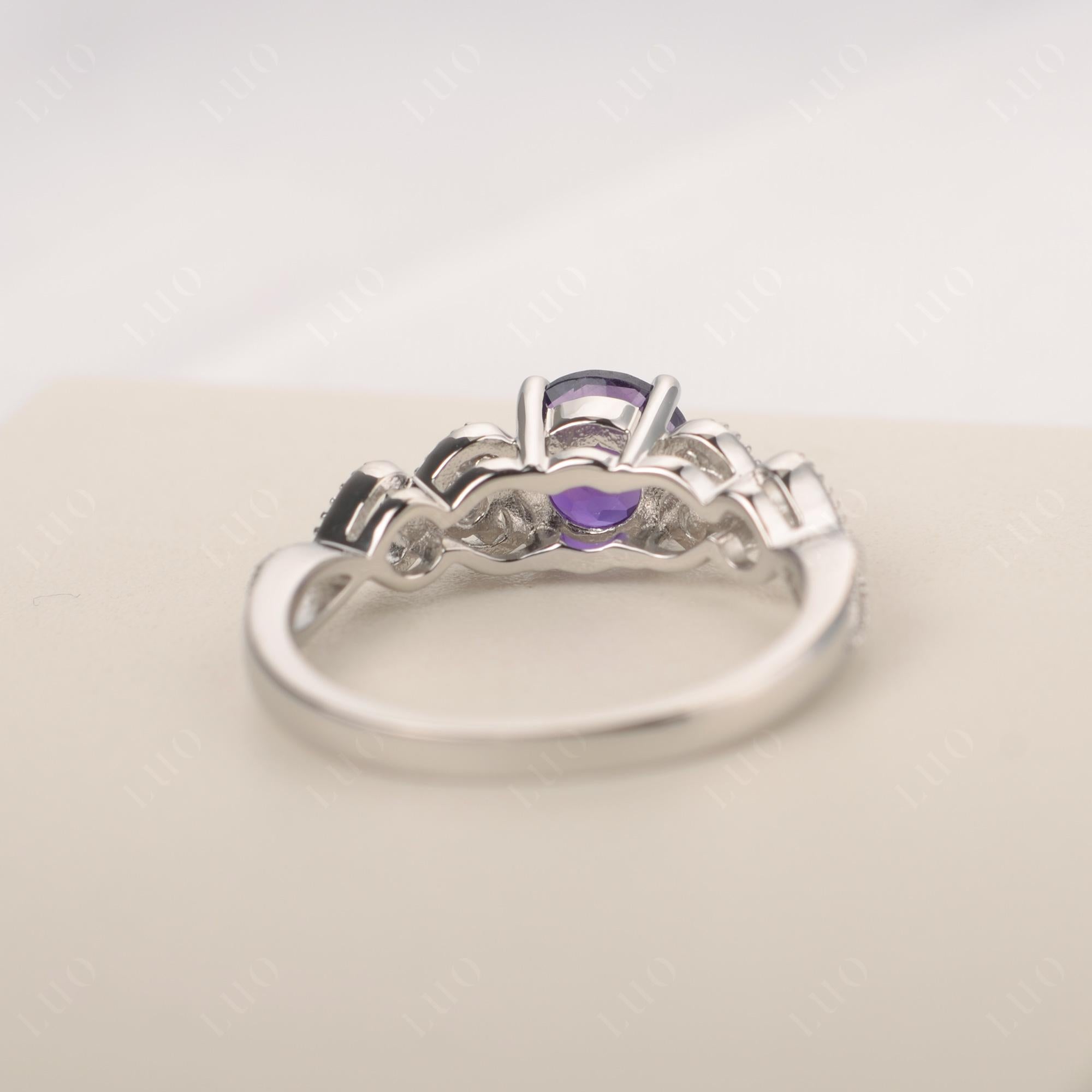 Amethyst Vintage Style Engagement Ring - LUO Jewelry