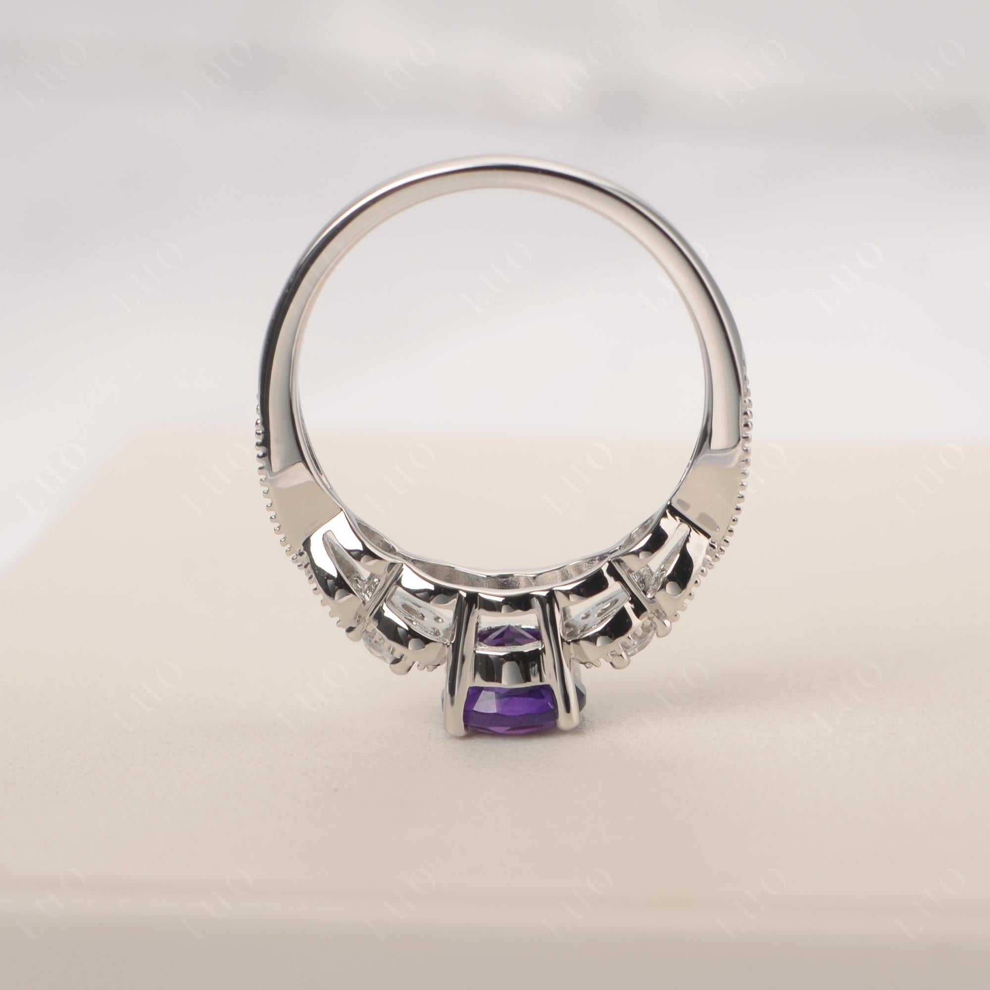 Amethyst Vintage Style Engagement Ring - LUO Jewelry