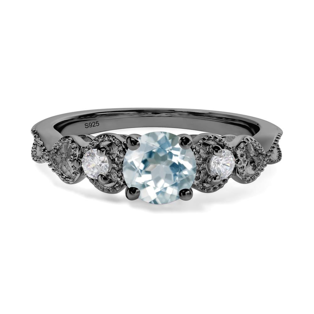 Aquamarine Vintage Style Engagement Ring - LUO Jewelry #metal_black finish sterling silver