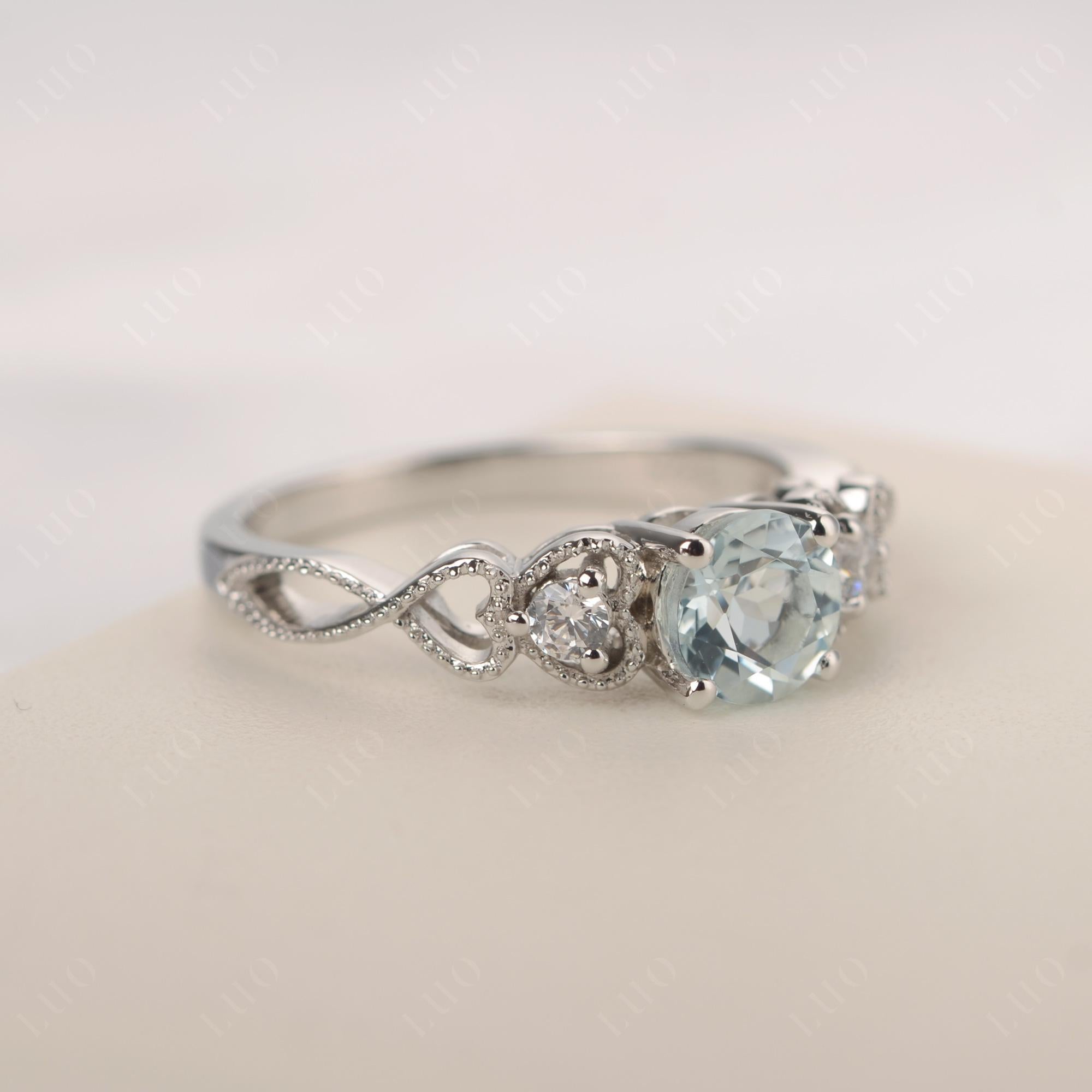 Aquamarine Vintage Style Engagement Ring - LUO Jewelry