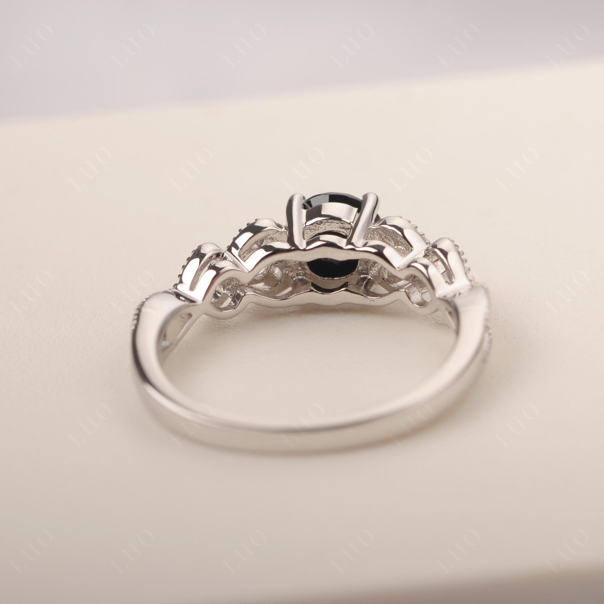 Black Stone Vintage Style Engagement Ring - LUO Jewelry
