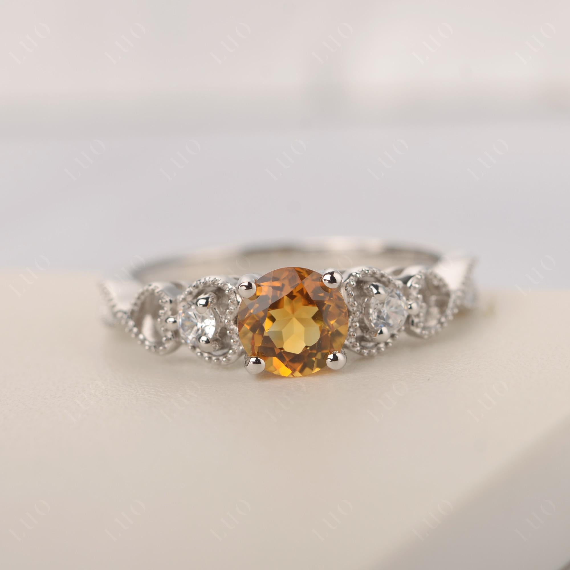 Citrine Vintage Style Engagement Ring - LUO Jewelry