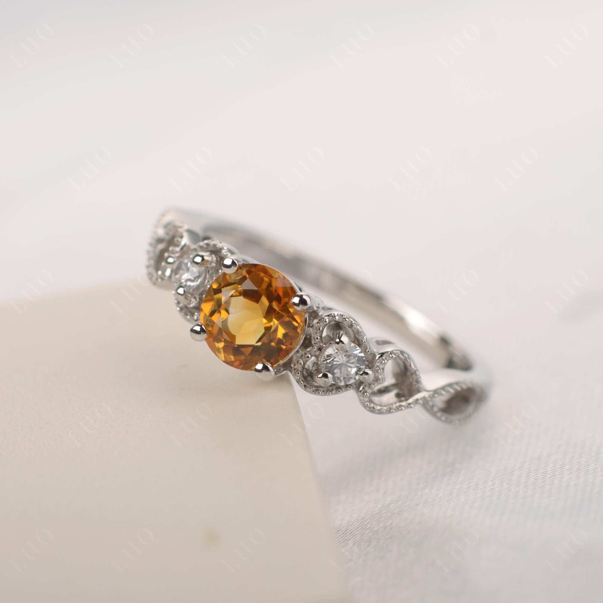 Citrine Vintage Style Engagement Ring - LUO Jewelry