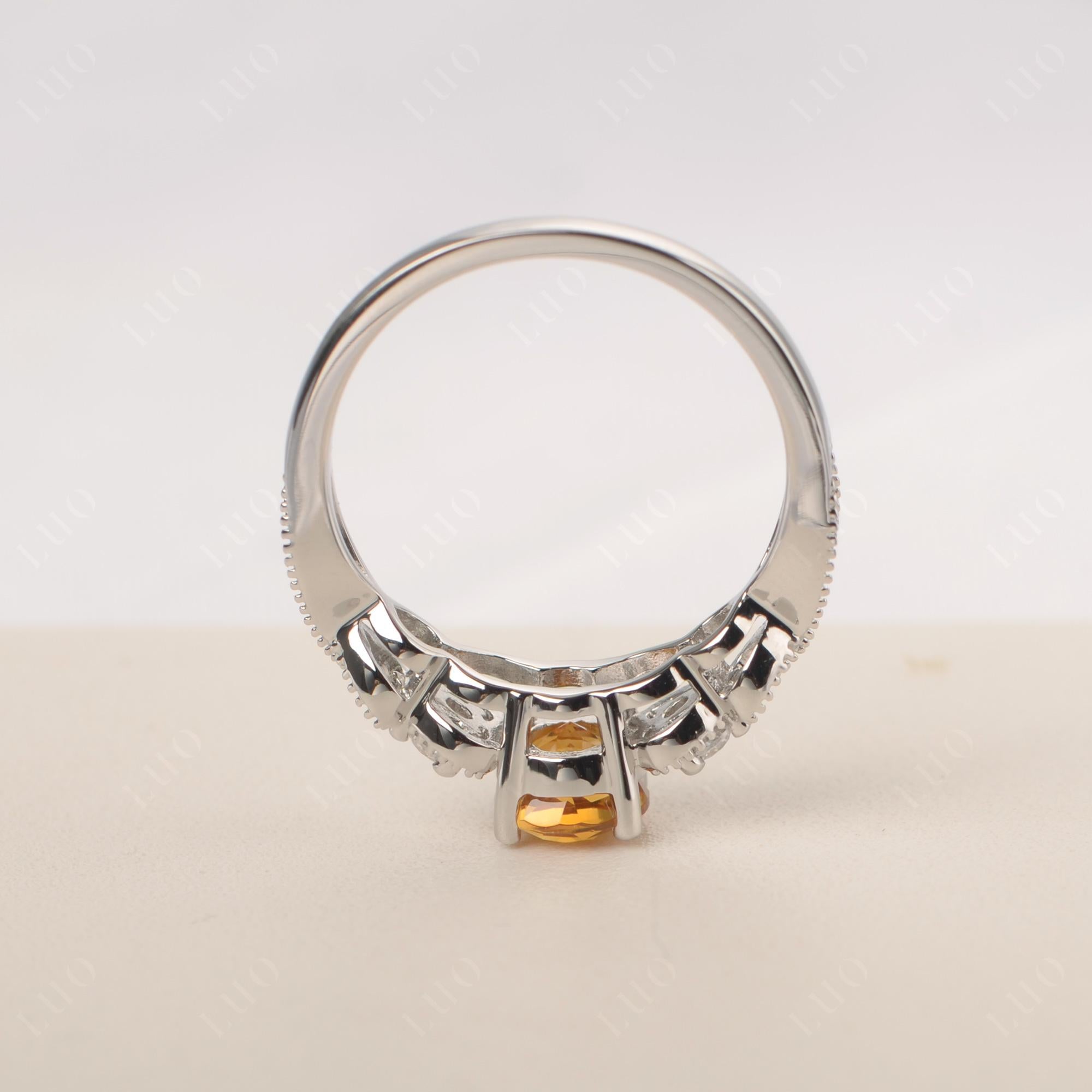 Citrine Vintage Style Engagement Ring - LUO Jewelry