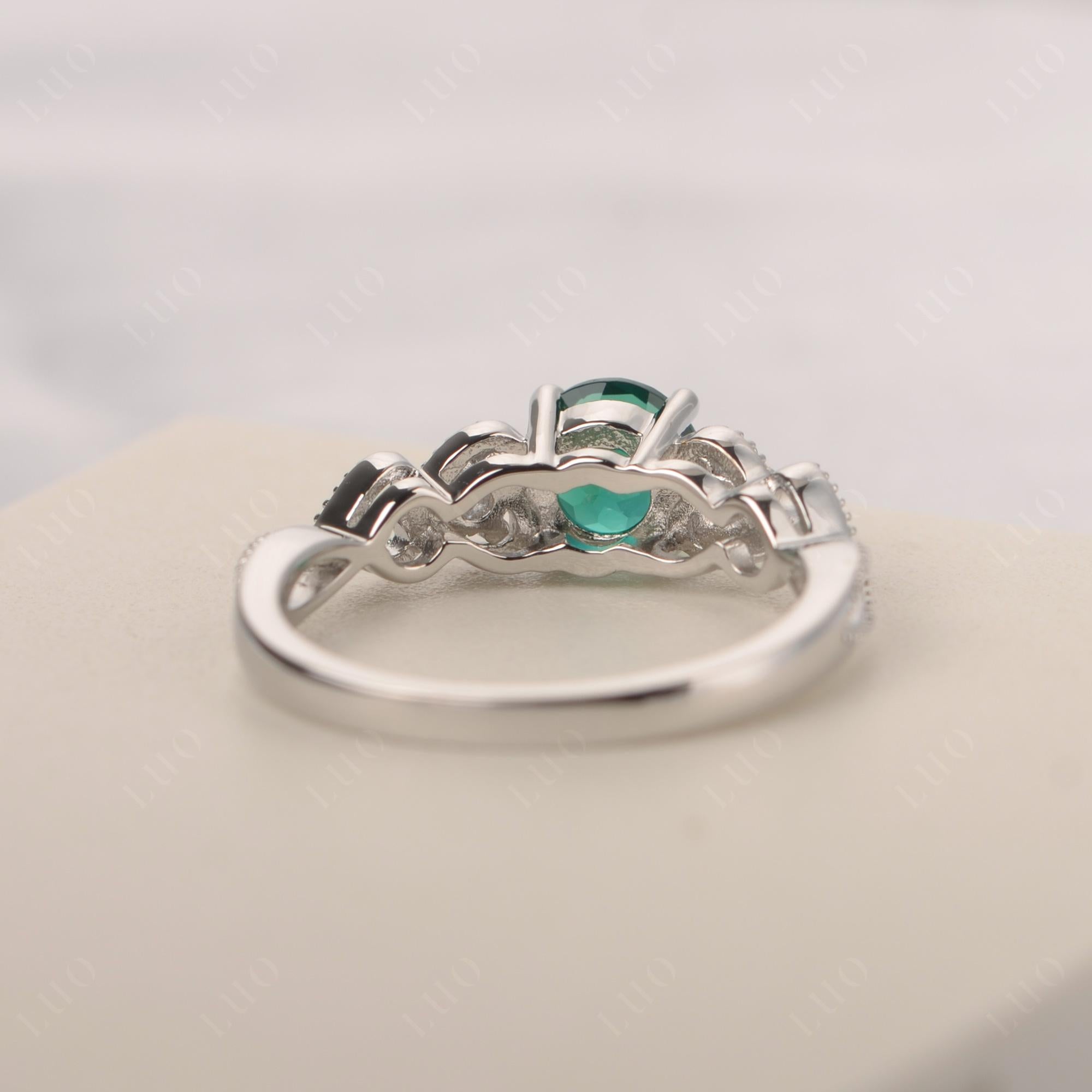 Emerald Vintage Style Engagement Ring - LUO Jewelry