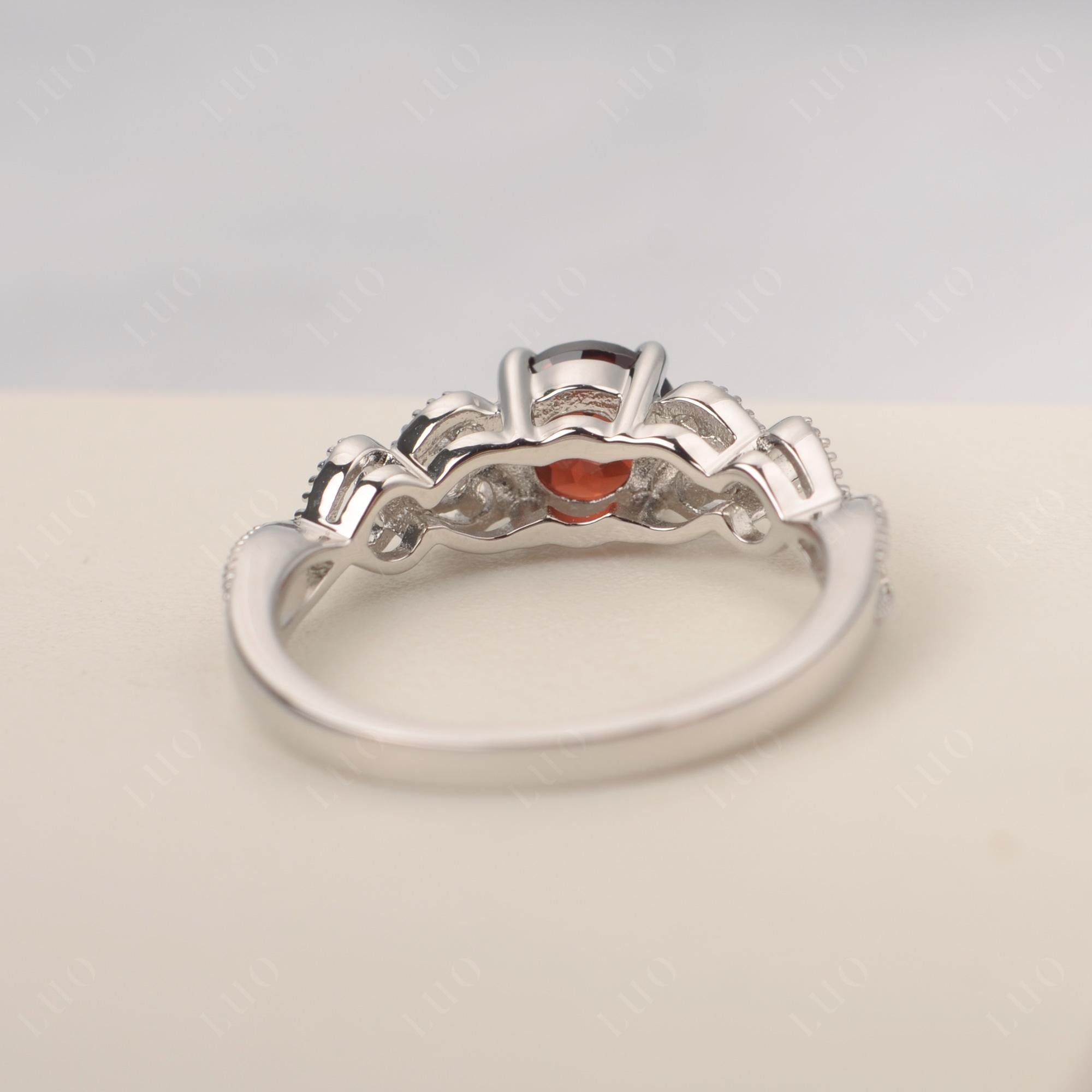 Garnet Vintage Style Engagement Ring - LUO Jewelry